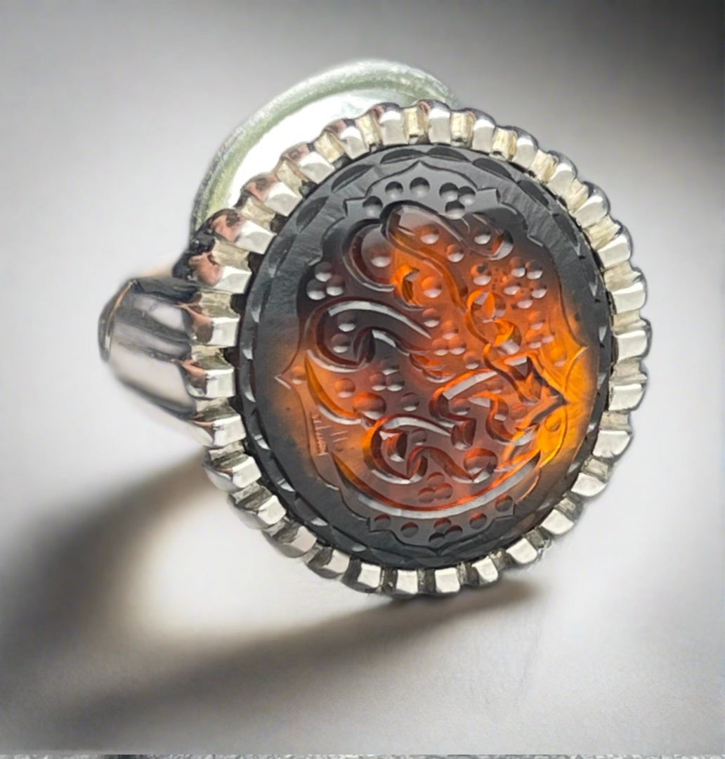 Engraved Black Yemeni Agate