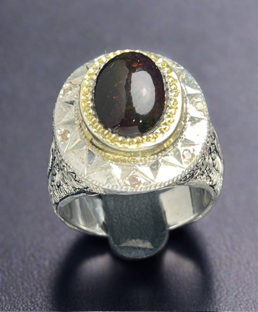Ethiopian Black Opal ring