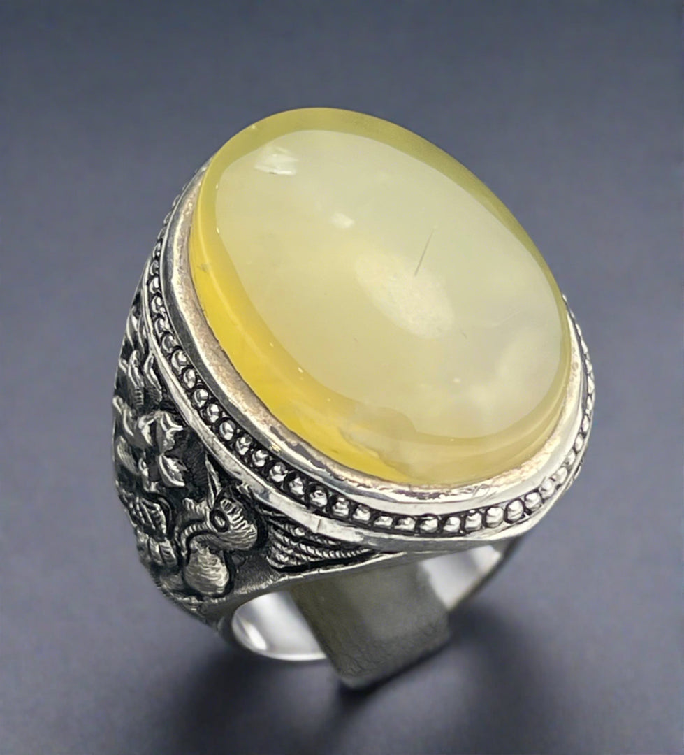 Yellow Yemeni Agate Ring