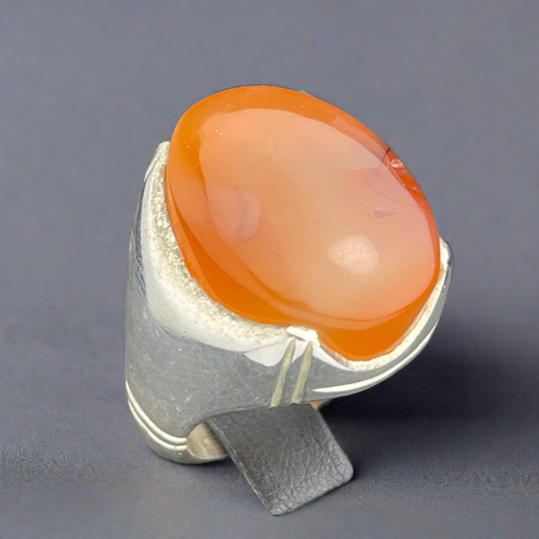Orange Yemeni Agate Ring