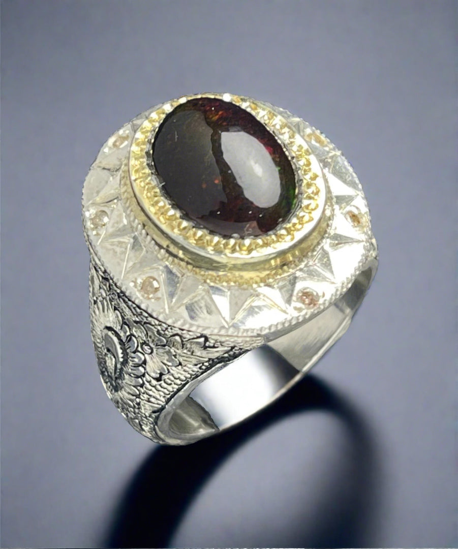 Ethiopian Black Opal ring