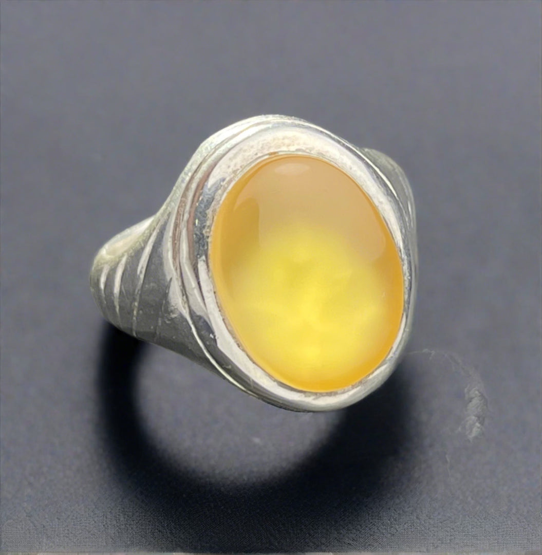 Yellow Yemeni Agate Ring