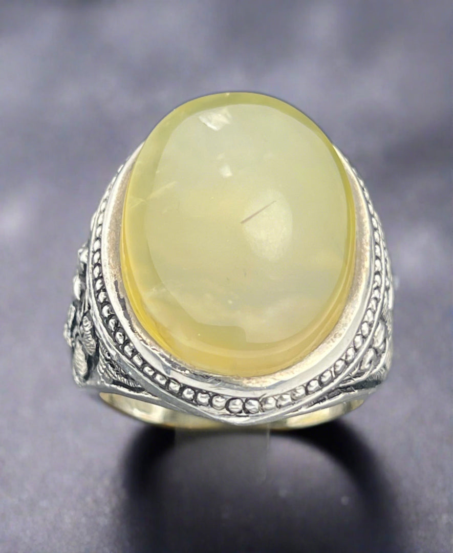 Yellow Yemeni Agate Ring