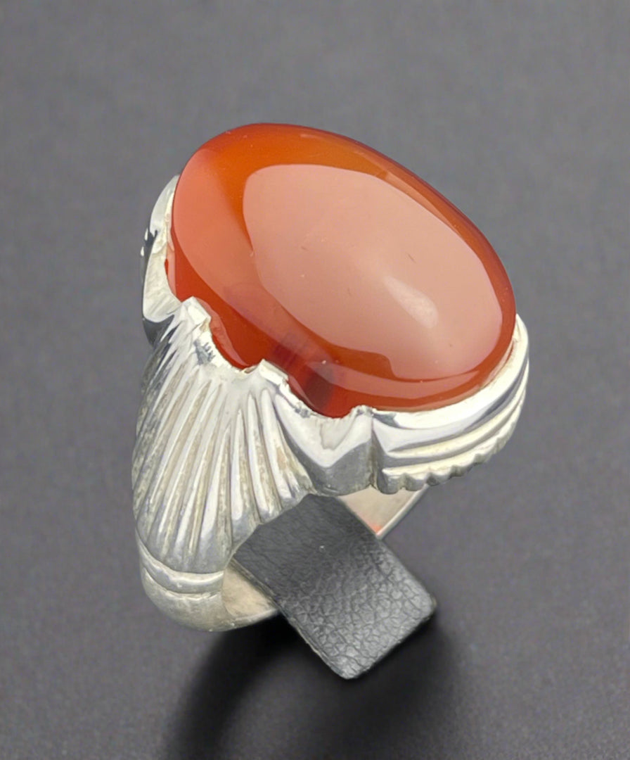 Red Yemeni Agate Ring