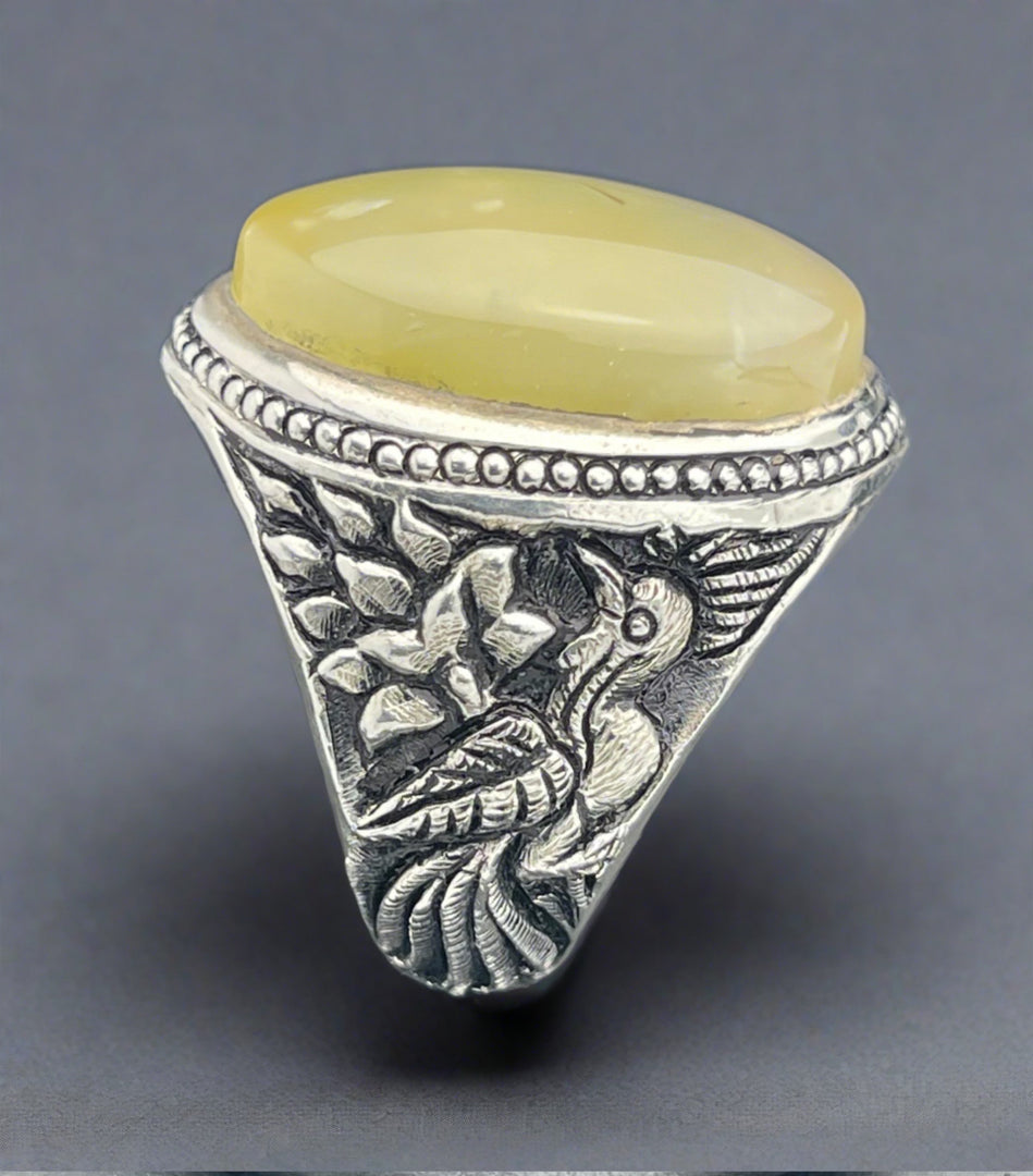 Yellow Yemeni Agate Ring
