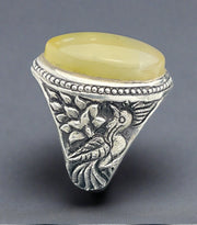 Yellow Yemeni Agate Ring