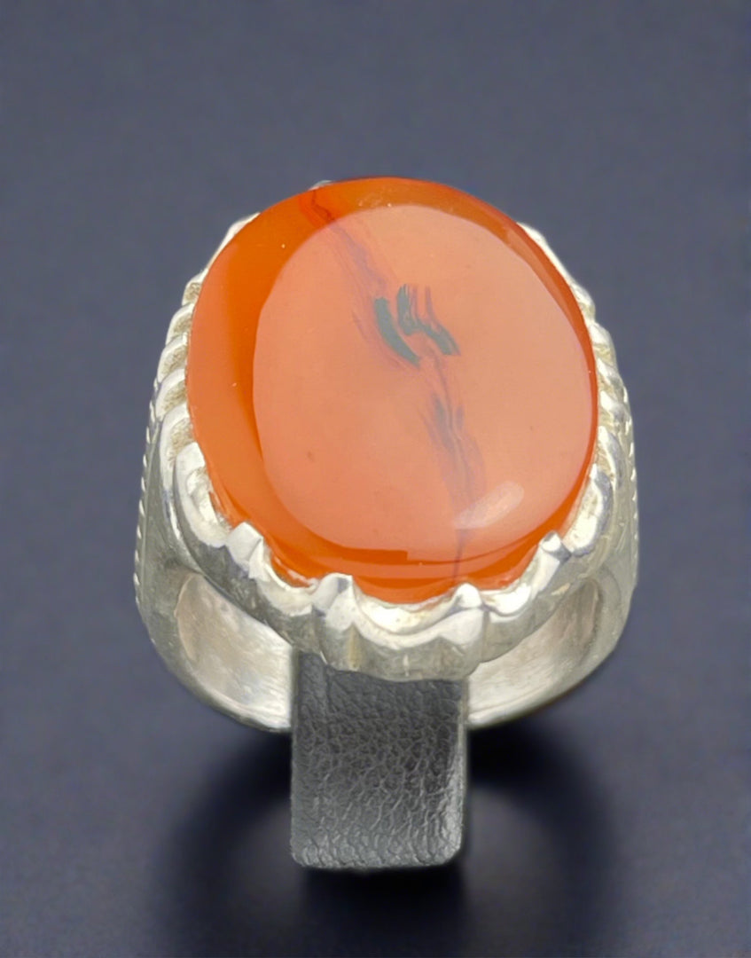 Orange Yemeni Agate Ring