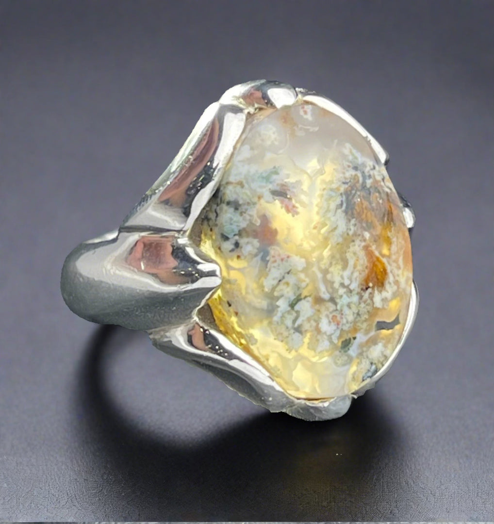 Floral Agate Ring