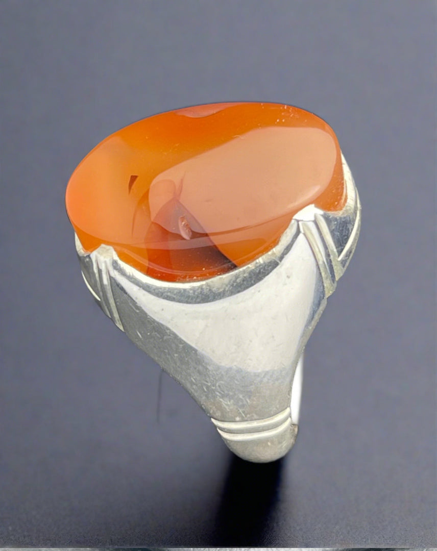 Orange Yemeni Agate Ring