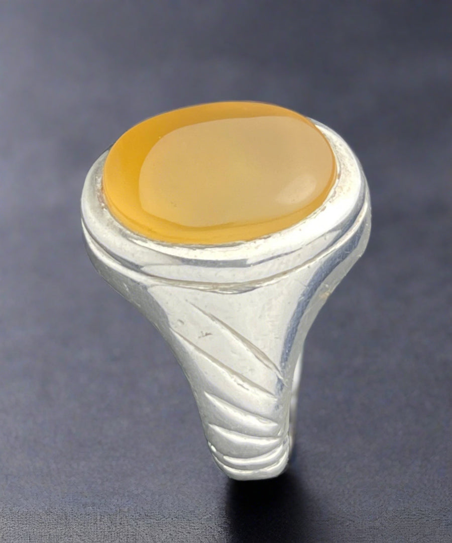 Yellow Yemeni Agate Ring