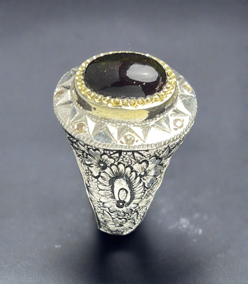 Ethiopian Black Opal ring