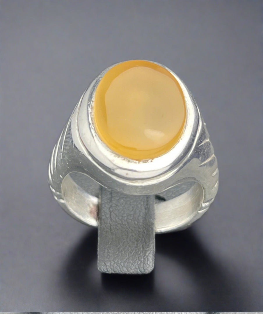 Yellow Yemeni Agate Ring