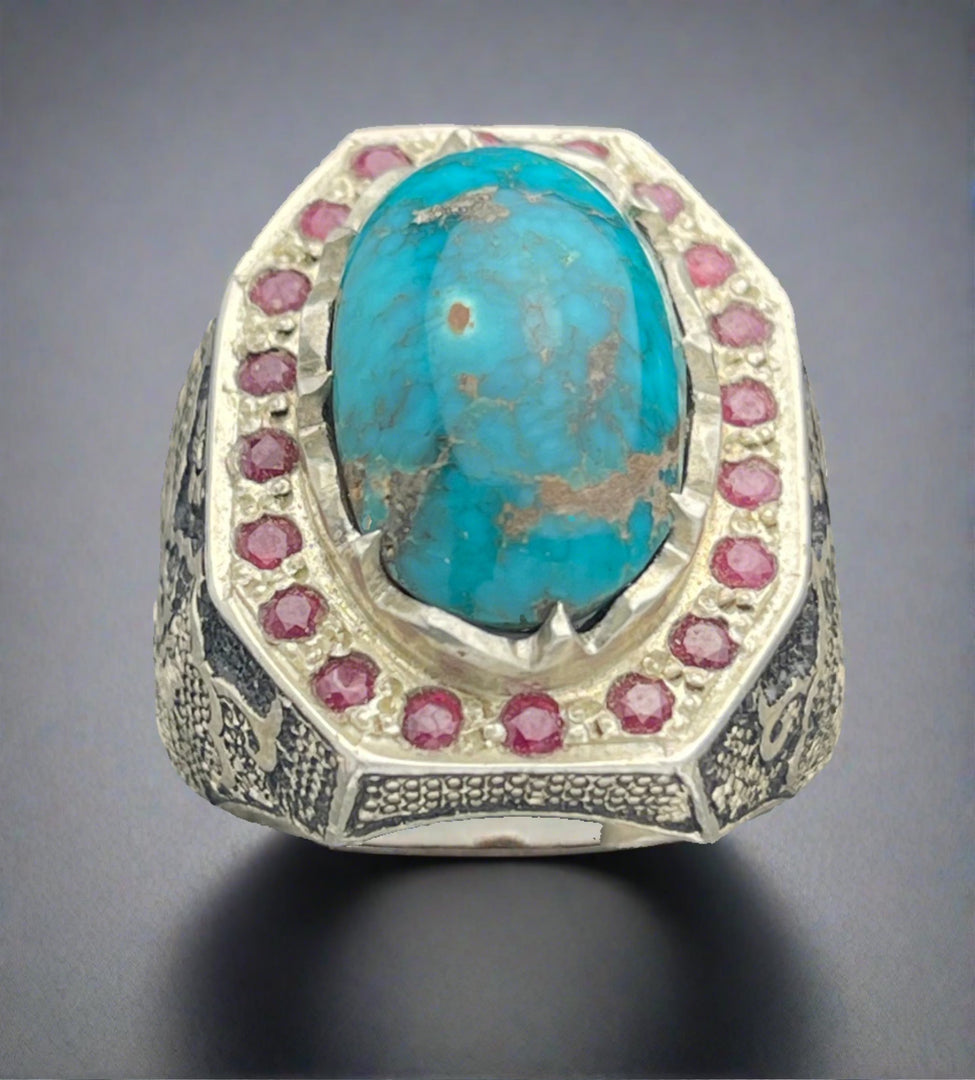 Neyshabur Turquoise and Rubies Ring