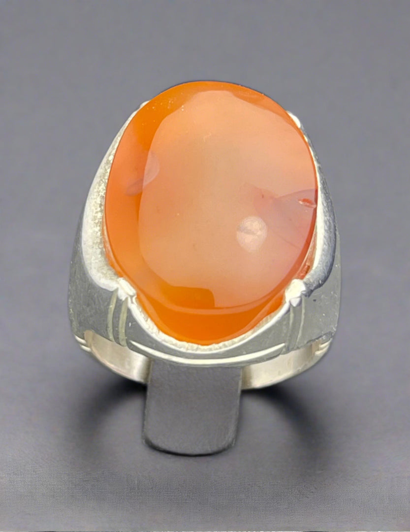 Orange Yemeni Agate Ring