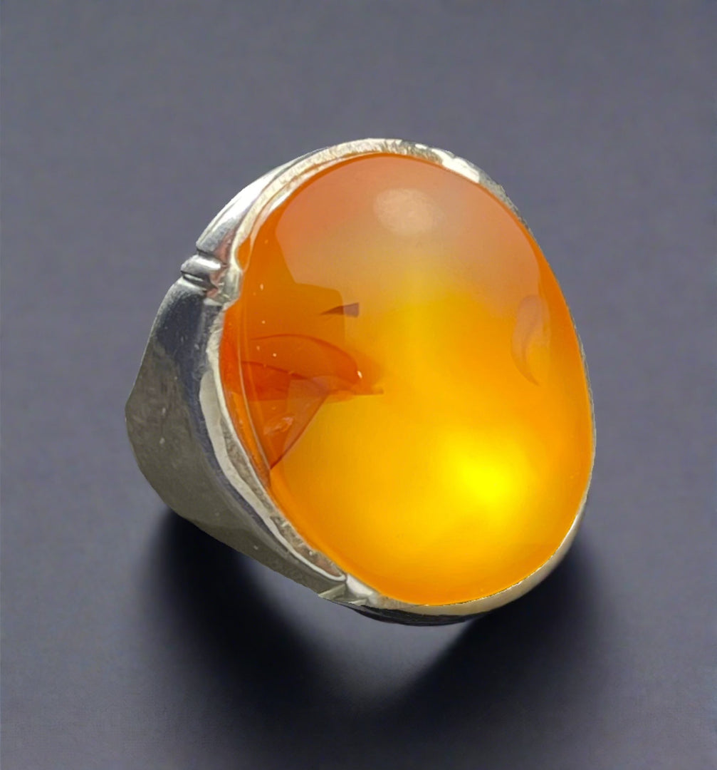 Orange Yemeni Agate Ring
