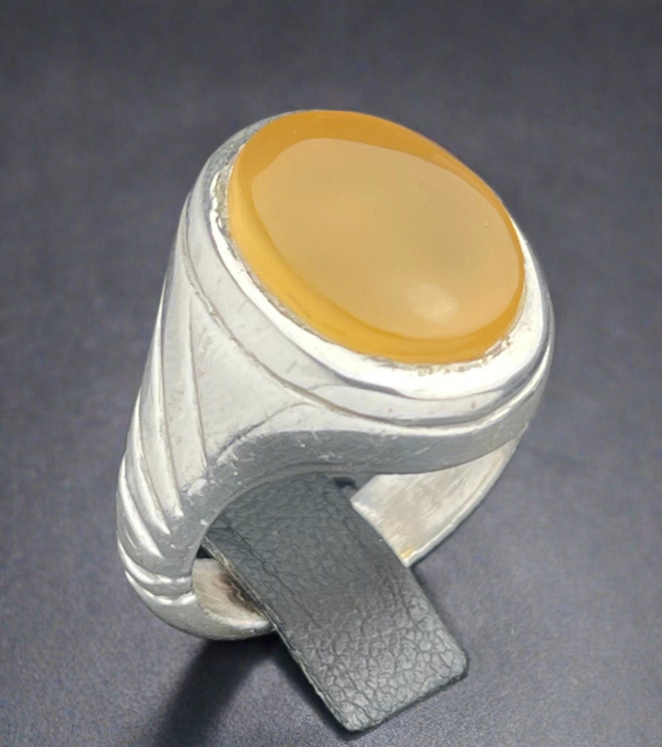 Yellow Yemeni Agate Ring
