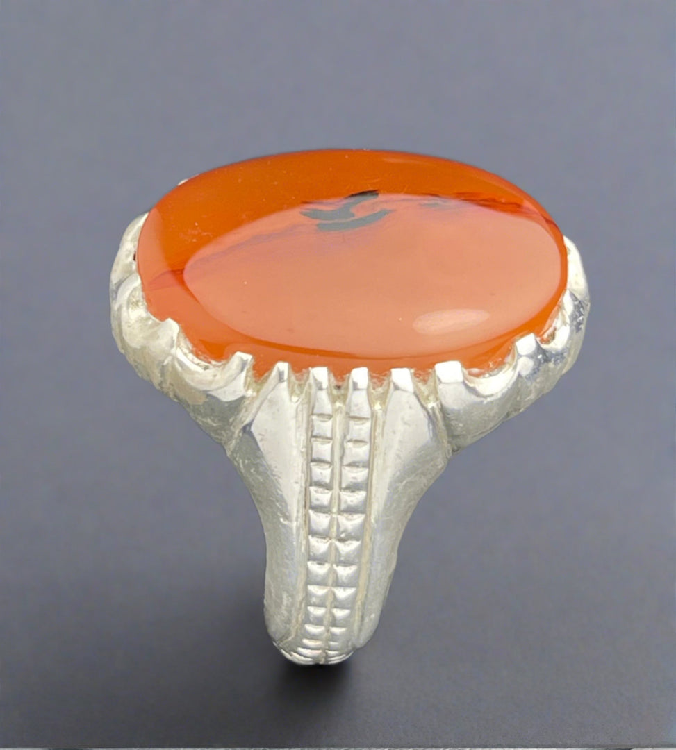 Orange Yemeni Agate Ring