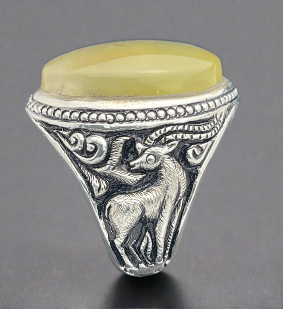 Yellow Yemeni Agate Ring